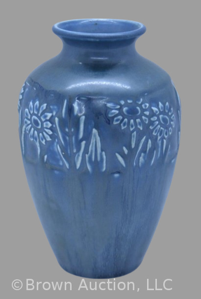 Mrkd. Rookwood #2591 5.5" vase, matte blue, dated XXVII