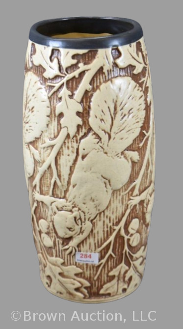 Weller Burntwood 11.5" vase with squirrels