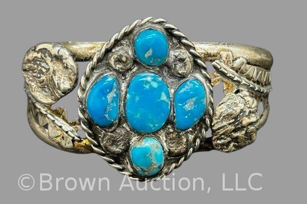 Native American sterling turquoise cuff bracelet