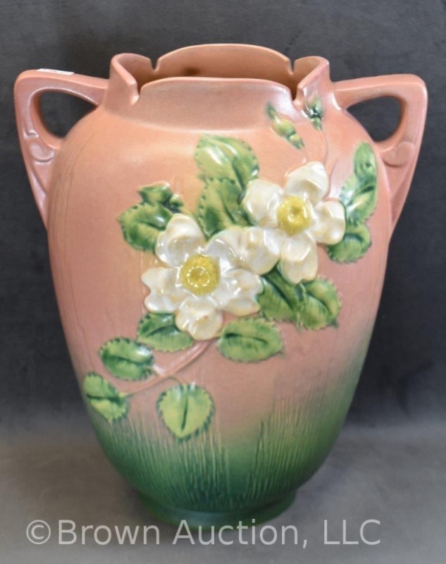 Roseville White Rose 991-12" vase, pink