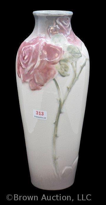 Mrkd. Weller Floretta 10" vase, pink floral