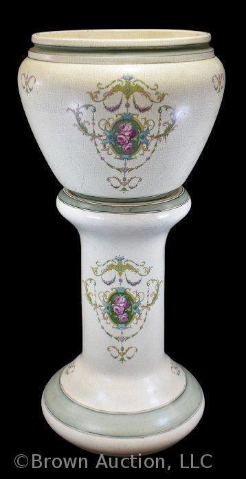 Roseville Creamware Rosalie Jeanette 545-10" jardiniere and pedestal