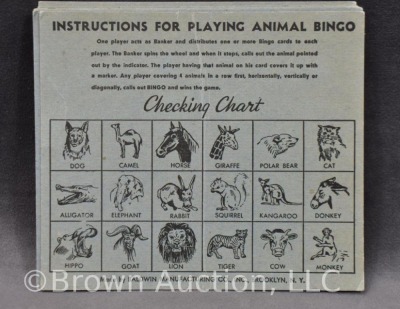 "Animal Bingo" No. 225 by Baldwin Mfg., 1950's tin litho, - 6