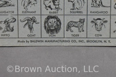 "Animal Bingo" No. 225 by Baldwin Mfg., 1950's tin litho, - 7
