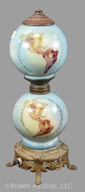 1901 Pan-American Exposition decorated opalescent electrified miniature lamp