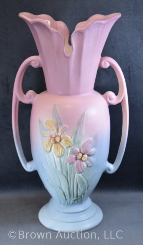 Hull Iris 414-16" vase, pink/blue