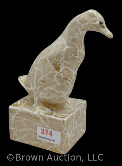 Rookwood single Goose paperweight, mottled tan, 1990