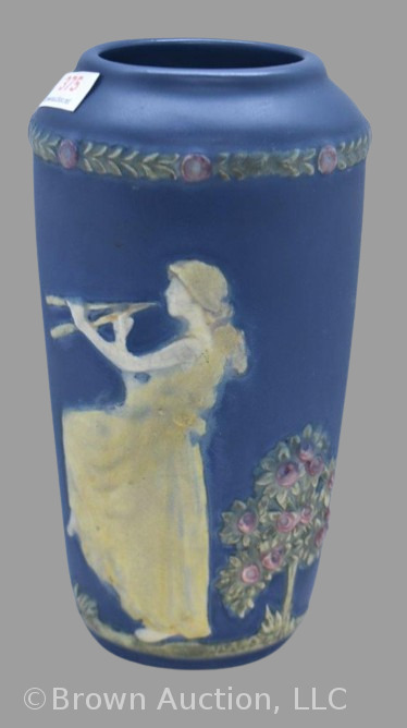 Mrkd. Weller Blue Ware 7" vase