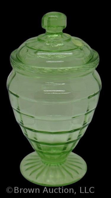 Anchor Hocking Block Optic green 6.5"h candy jar with lid