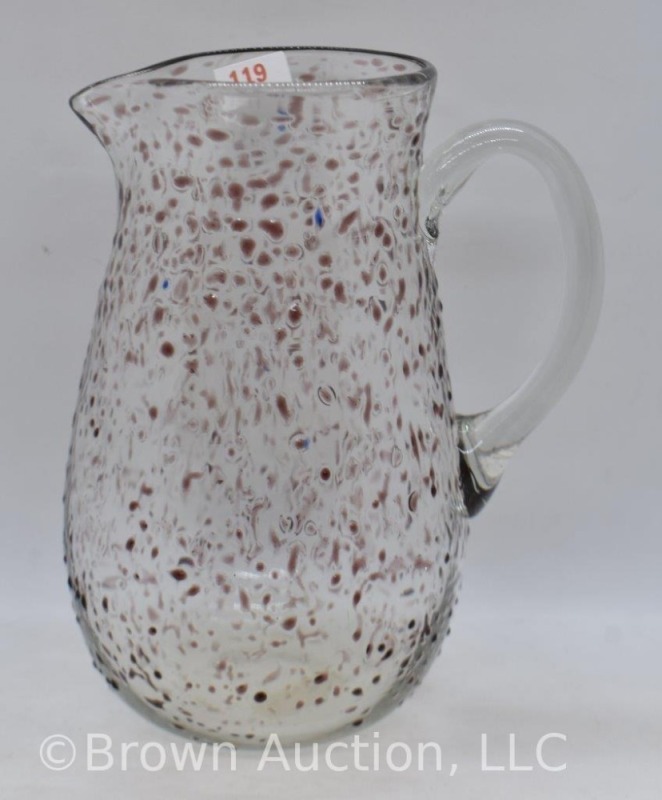 Clear 7.5" pitcher with embossed brown spatter