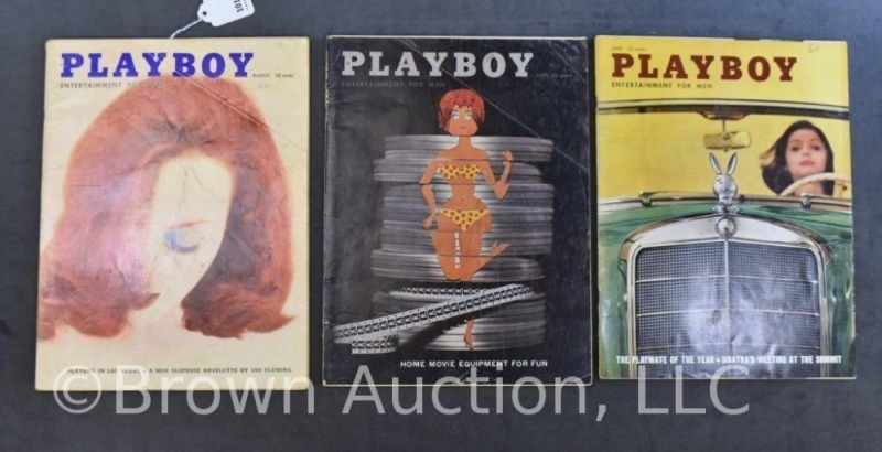 (3) 1960 Playboy magazines: Mar., Apr., June