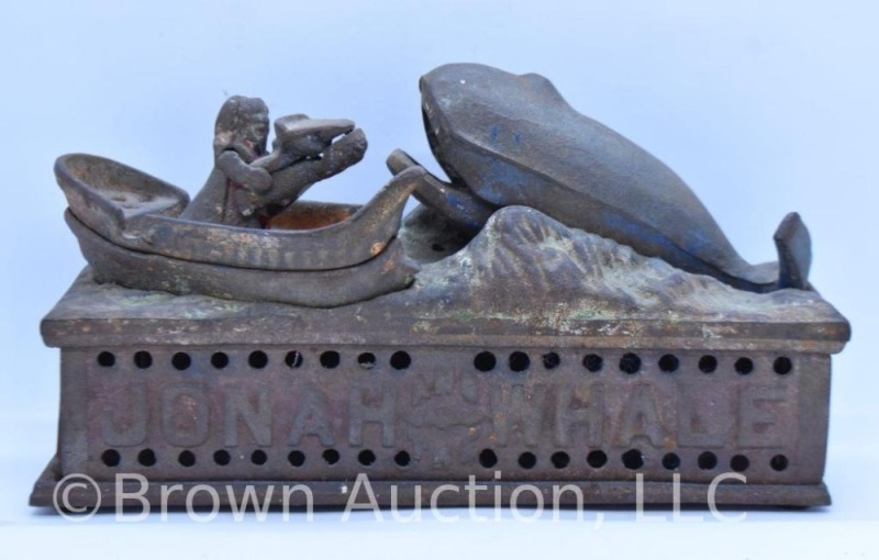 Cast Iron Jonah and the Whale mechanical bank