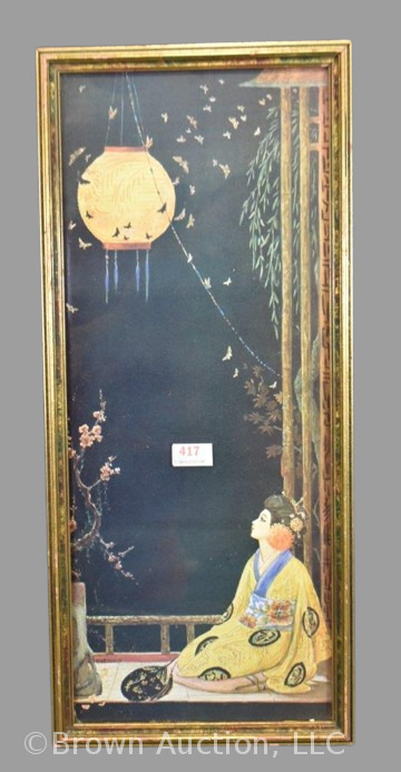 1920's Art Deco print by Marygold Tsayna - Oriental themed with lantern and butterflies