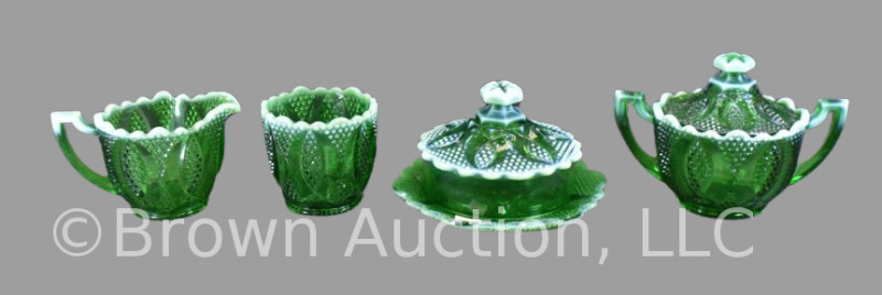 EAPG green opalescent West Moreland 4 pc. table set