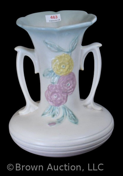 Hull Open Rose 102-8" vase, pale pinkish/ blue