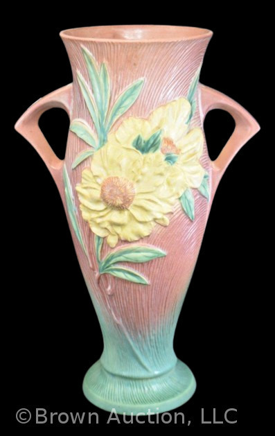 Roseville Peony 70-18" floor vase, pink/ green