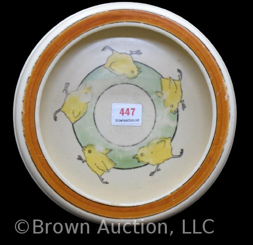 Roseville baby's plate, 6.5"d, baby chicks