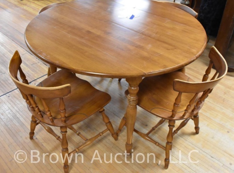 Walnut drop leaf table and (4) chairs