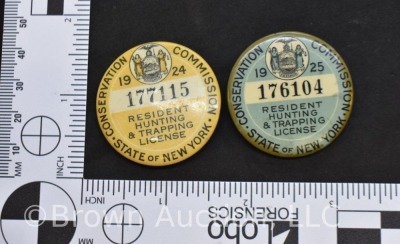 (2) Conservation Commission State of New York, resident hunt/fish license pin - 3