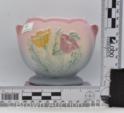 Hull Poppy 608 4.75" jardiniere, pink/ blue - 6