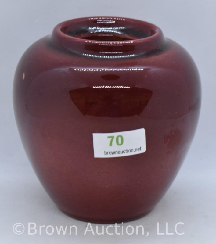 Mrkd. Rookwood 4"h glossy maroon vase, Shape #1321E, dated XLIX