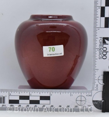 Mrkd. Rookwood 4"h glossy maroon vase, Shape #1321E, dated XLIX - 6