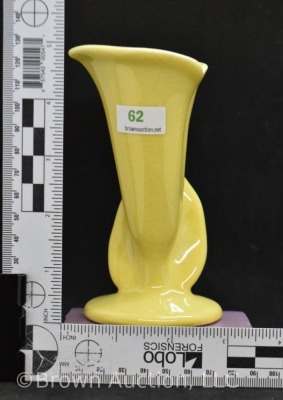 Mrkd. Roodwood 5.25" yellow vase, Shape No. 6591, dated L - 6