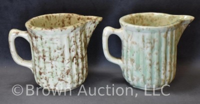 (2) Advertising spongeware 4.5" milk pitchers: Tot and Earl, Guymon, OK; Darrouzett Co-op - 3