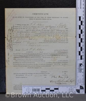 Civil War Discharge document dated December, 1862 - 6