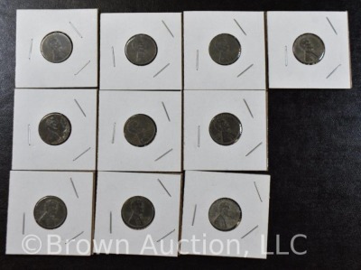 (10) 1943 Lincoln Wheat steel pennies