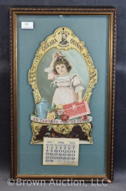 1900 Hill's Cascara Quinine advertising calendar (starts with April)