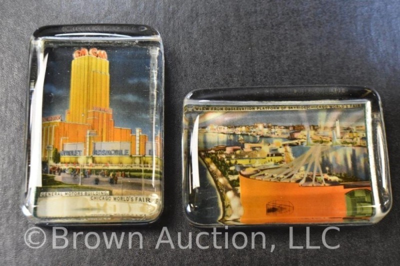 (2) World's Fair souvenir paperweights