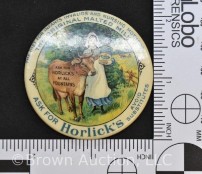 Horlick's Malted Milk advertising pocket mirror, 2" round dia. - 3