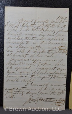 Pair of Civil War documents: Medical letter dated 1862 and an addressed envelope - 2