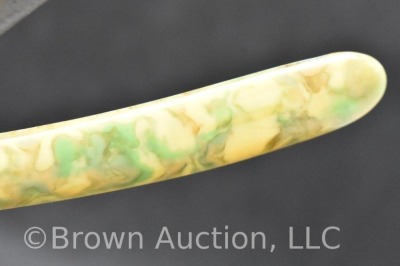 JBF Champlin & Sons straight razor, mottled green/ yellow scales - 3