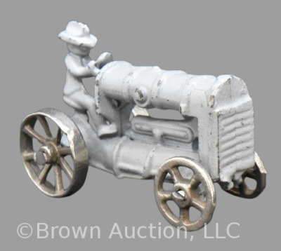 Cast Iron farm tractor with driver, 3.5"l x 2.5"h