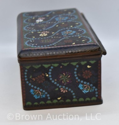 Cloisonne metal jewelry/ trinket box, 6" x 3" x 2.5" tall - 2