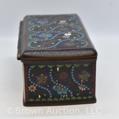 Cloisonne metal jewelry/ trinket box, 6" x 3" x 2.5" tall - 4