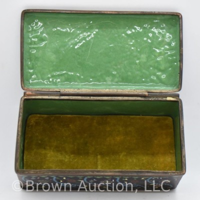 Cloisonne metal jewelry/ trinket box, 6" x 3" x 2.5" tall - 7