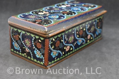 Cloisonne metal jewelry/ trinket box, 6" x 3" x 2.5" tall - 9