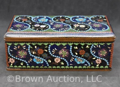 Cloisonne metal jewelry/ trinket box, 6" x 3" x 2.5" tall - 11