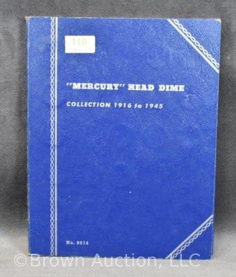 Incomplete Mercury Dime book - 35 in total