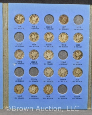 Incomplete Mercury Dime book - 35 in total - 4