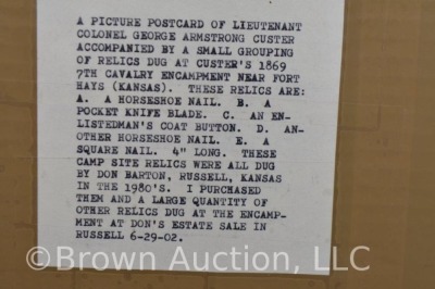 Picture post card of Lt. Colonel George Armstrong Custer accompanied by small group of relics dug near Ft. Hays, KS - 5