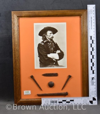 Picture post card of Lt. Colonel George Armstrong Custer accompanied by small group of relics dug near Ft. Hays, KS - 6