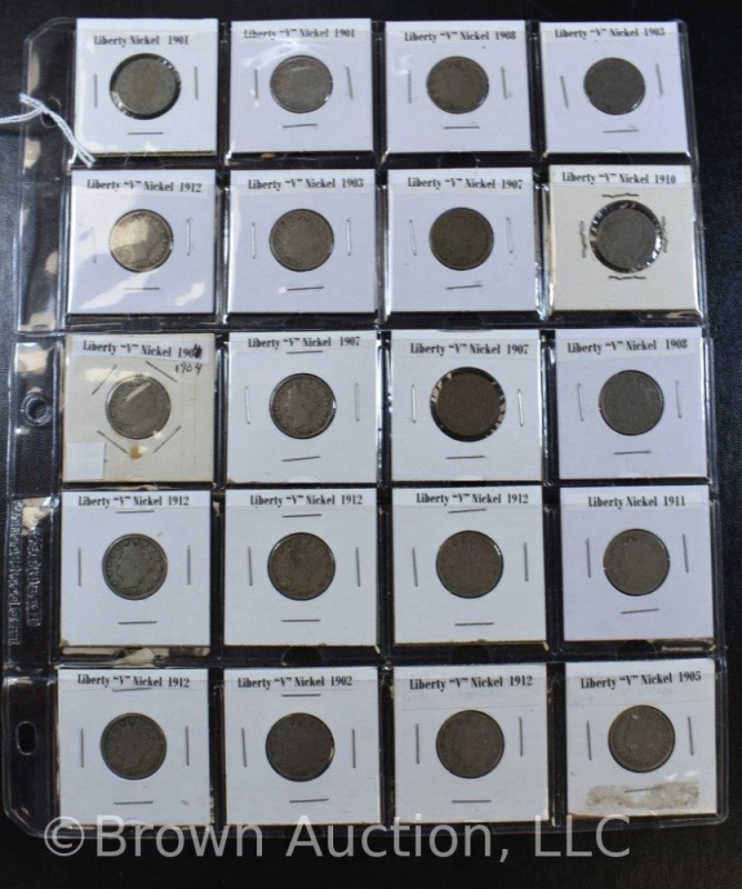 (20) assorted Liberty V nickels