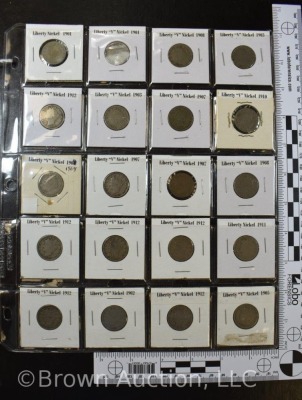 (20) assorted Liberty V nickels - 21