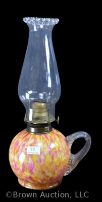 Spatter glass finger lamp, 5" tall