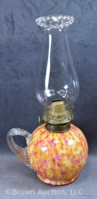 Spatter glass finger lamp, 5" tall - 4