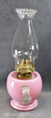 Art Glass finger lamp, pink with silver mica flecks - 2